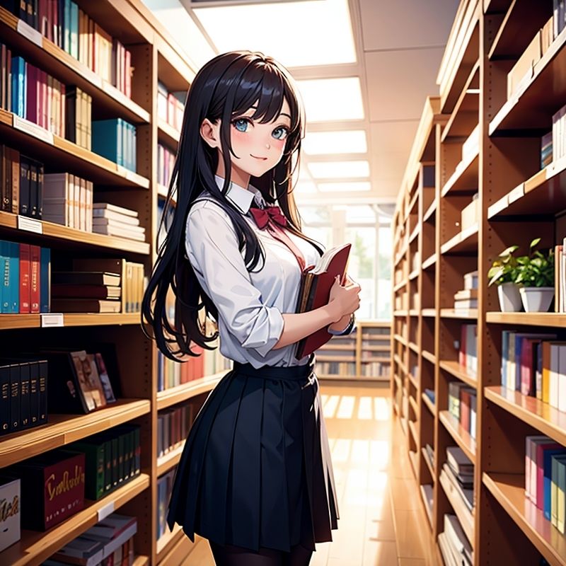 図書館の本の匂いでHになる美女_1