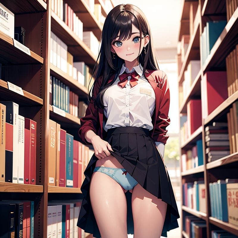 図書館の本の匂いでHになる美女_3