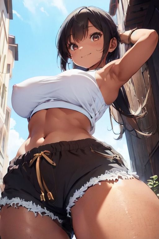 ショートパンツ女子CG集_4