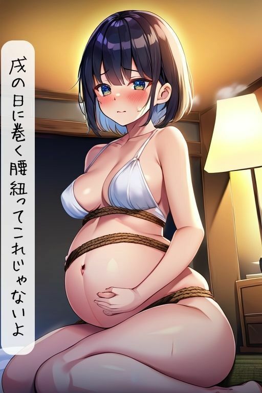 かわいい臨月の美人妊婦を緊縛してみたイラスト集【セリフ付き】・美女・中出し・ボテ腹・調教・拘束_10