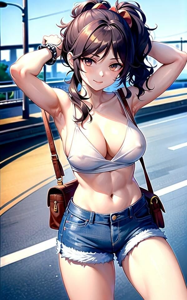 爆乳で誘惑ヒッチハイク 車道で脱ぐ爆乳美女写真集_4