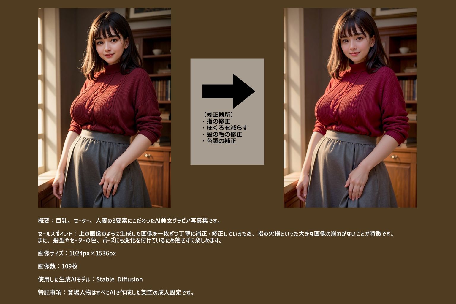 【109枚！】巨乳でセーター着た人妻は好きですか？【AI美女グラビア写真集】_1