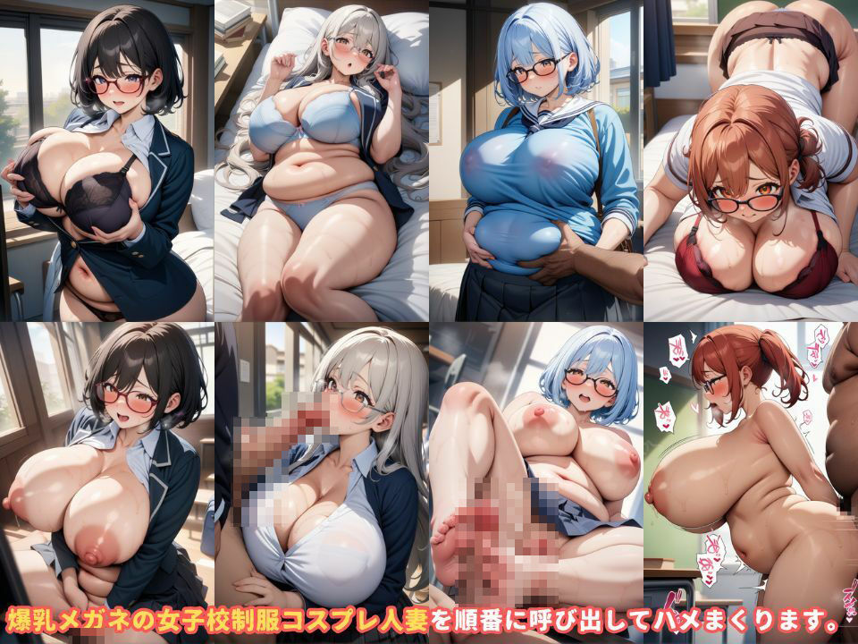 メガネの爆乳人妻を制服姿で呼び出して順番にハメていく＃1_1