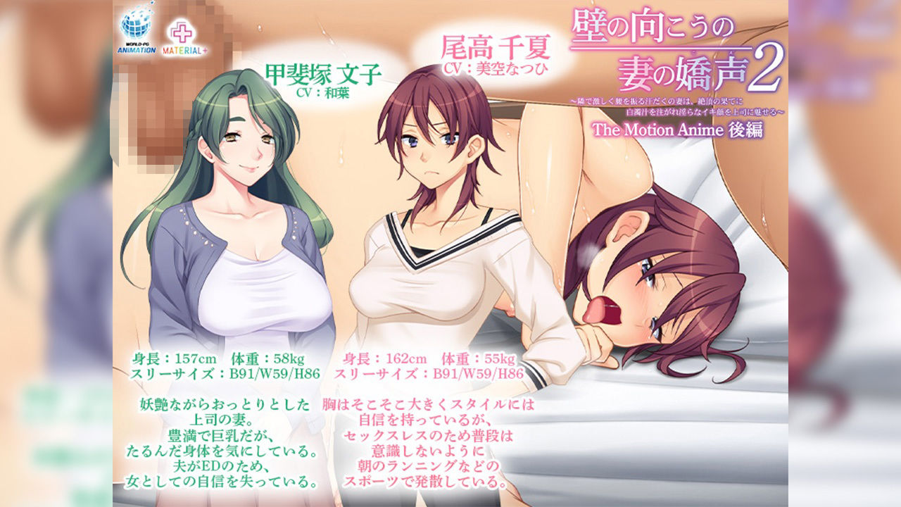 壁の向こうの妻の嬌声2 〜隣で激しく腰を振る汗だくの妻は、絶頂の果てに白濁汁を注がれ淫らなイキ顔を上司に魅せる〜The Motion Anime 後編_2