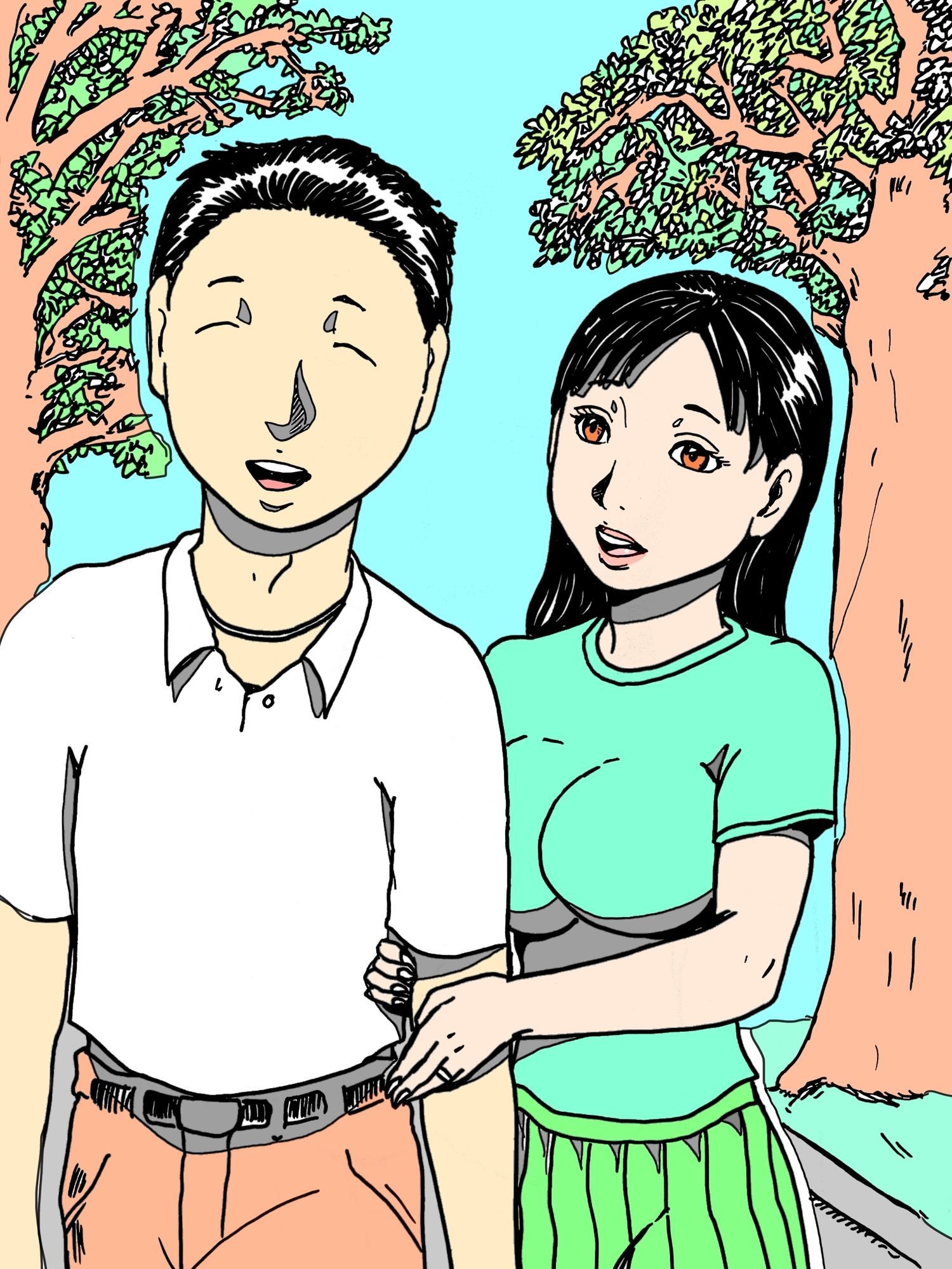 若妻が顔見知りのおじさんたちに森の中でつつかれた_1